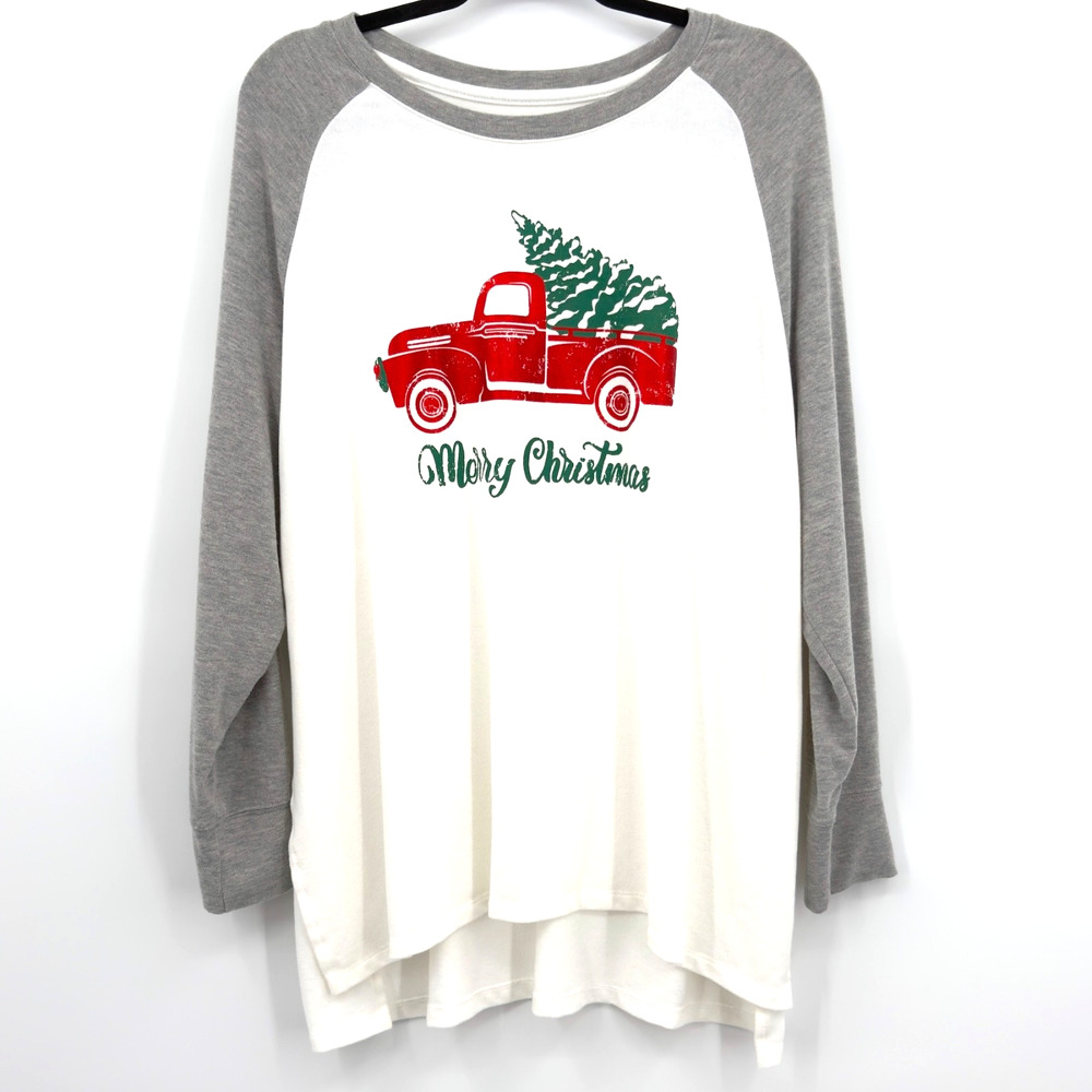 Merry Christmas Lightweight Sweatshirt Women's 2XL Holiday Season Vintage Truck